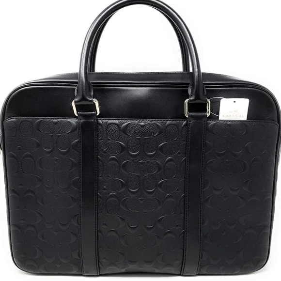 NWT Coach Signature Laptop Briefcase Bag NWT Designer Rare style Embossed - Picture 7 of 9